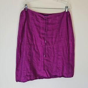 Ann Taylor Magenta Linen Pull On Skirt Size 14 🎯